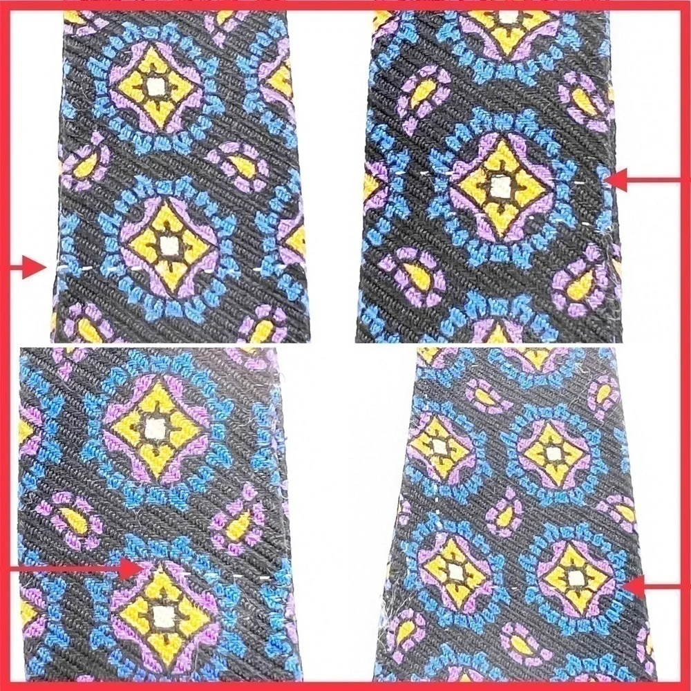 Robert Talbott Silk Bow Tie Blue Purple Yellow Black Woven New